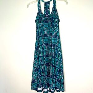 Prana blue geometric pattern athletic dress S